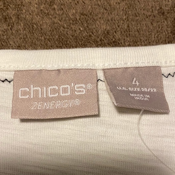 Chico's White and Black Elephant Print Short Sleeve Tee - Picture 4 of 5